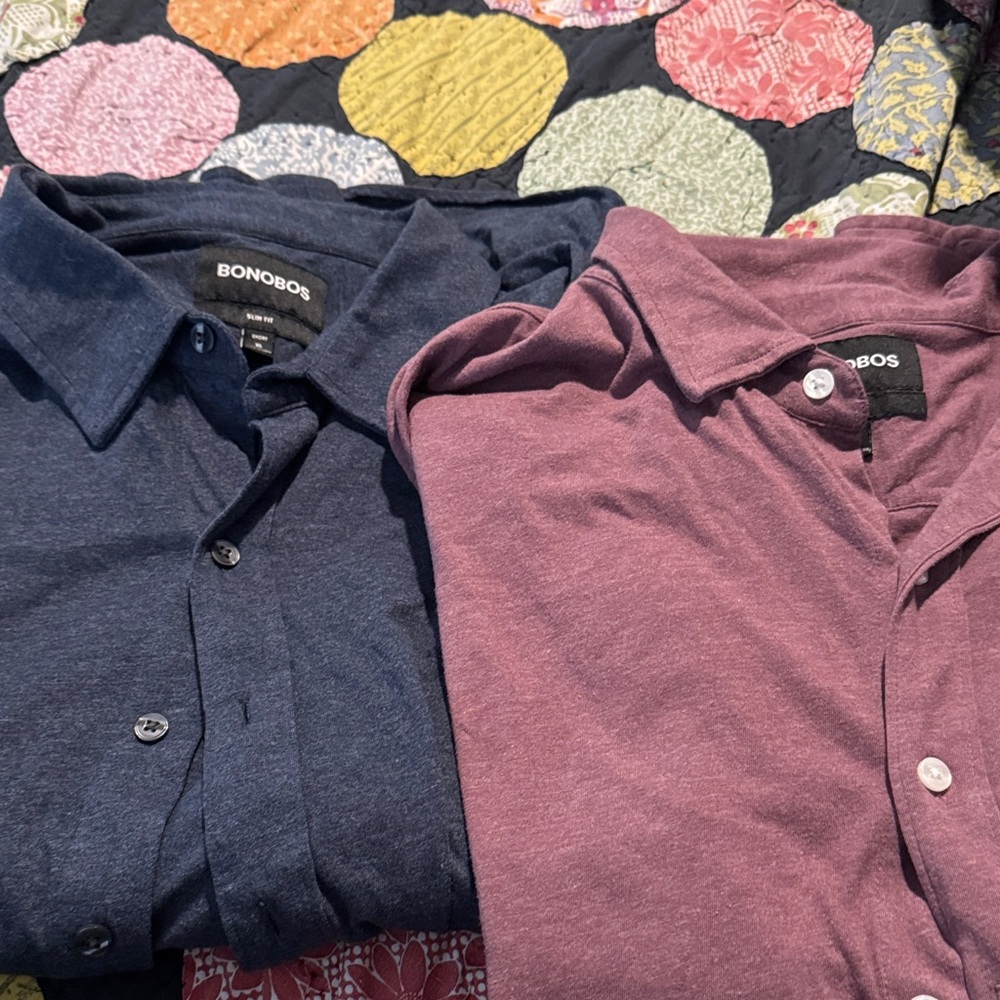 Bonobos Men's 2 Knit Button Down Knit Shirts XL Slim Fit